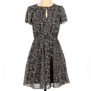 Banana Republic Floral Elastic Waist Keyhole Neckline Dress